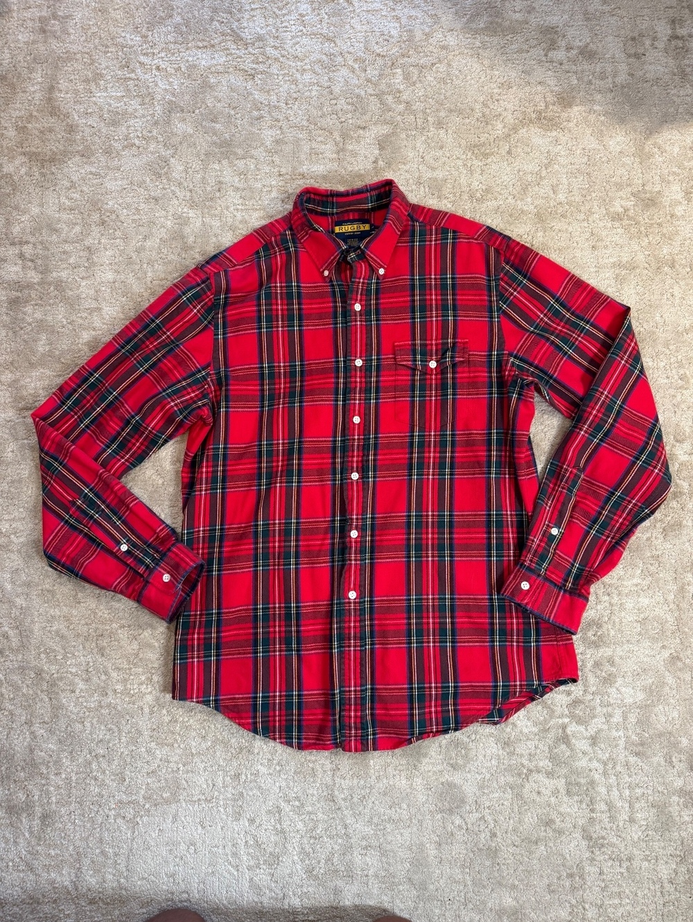 Ralph Lauren Rugby Red Plaid Button-Down Shirt Large